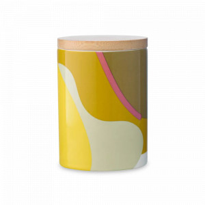 Банка для хранения, 275 мл, фарфор, бамбук, горчичный с авторским принтом, серия Freak Fruit, TKANO, Россия, TKANO (Россия)