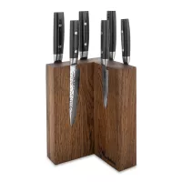 Набор из 6-и кухонных ножей на подставке из дуба, серия Zen, YAXELL, Япония, 