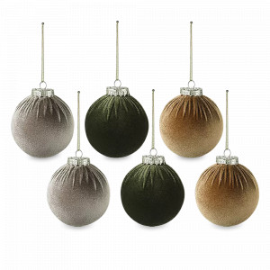 Набор из 6-х ёлочных украшений Шарики Velvet Christmas, 8 см, пластик, полиэстер, серия New Year Essential, TKANO, Россия, Декор для дома TKANO