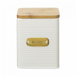 Банка квадратная для хранения кофе, 1.7 л, углеродистая сталь, бамбук, кремовый, серия Irmel, SMART SOLUTIONS, Россия, Емкости для хранения сыпучих продуктов