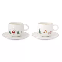 Набор из 2-х кофейных пар Santa &amp; Bird, 120 мл, фарфор, серия Let It Snow, EASY LIFE (R2S), Италия, 