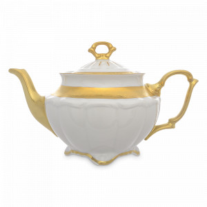 Чайник заварочный Матовая полоса, 1.1 л, фарфор, белый, золотой, серия Мария-Тереза, REPAST, Чехия, Мария-Тереза REPAST
