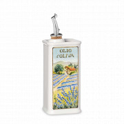 Бутылка для масла Lavender, 250 мл, керамика, белый, декор, серия Oliere in Fiore, NUOVA CER, Италия, Бутылки для масла и уксуса Nuova Cer