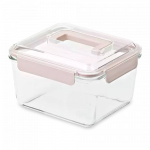 Контейнер прямоугольный стеклянный, 2.7 л, стекло, розовый, GLASSLOCK, Корея, GLASSLOCK (Корея)