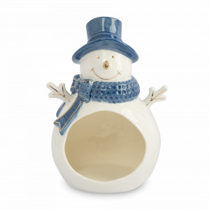 Емкость - конфетница Снеговик, 22 х 15 см, фарфор, белый, декор, серия New Year, ANNA LAFARG, Китай, Конфетницы