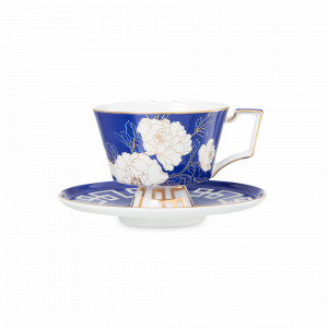 Пара чайная Магнолия, 240 мл, фарфор костяной, белый, синий, серия Vintage, DECOR DE TABLE, Россия, DECOR DE TABLE (Россия)