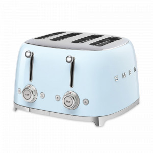 Тостер на 4 хлебца, нержавеющая сталь, пластик, 33 x 32 x 20 см, голубой, SMEG, Италия, Тостеры на 4 хлебца Smeg