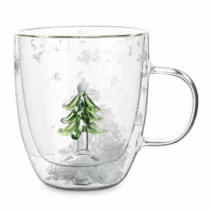 Кружка «Елка», 390 мл, стекло, прозрачный, зеленый, серия New Year, ANNA LAFARG, Китай, Кружки