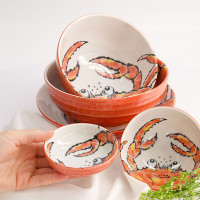 Салатник порционный Crab, 16 см, 950 мл, фарфор, белый, красный, серия Seafood, TOKYO DESIGN, Нидерланды_00818400050390242664.jpg