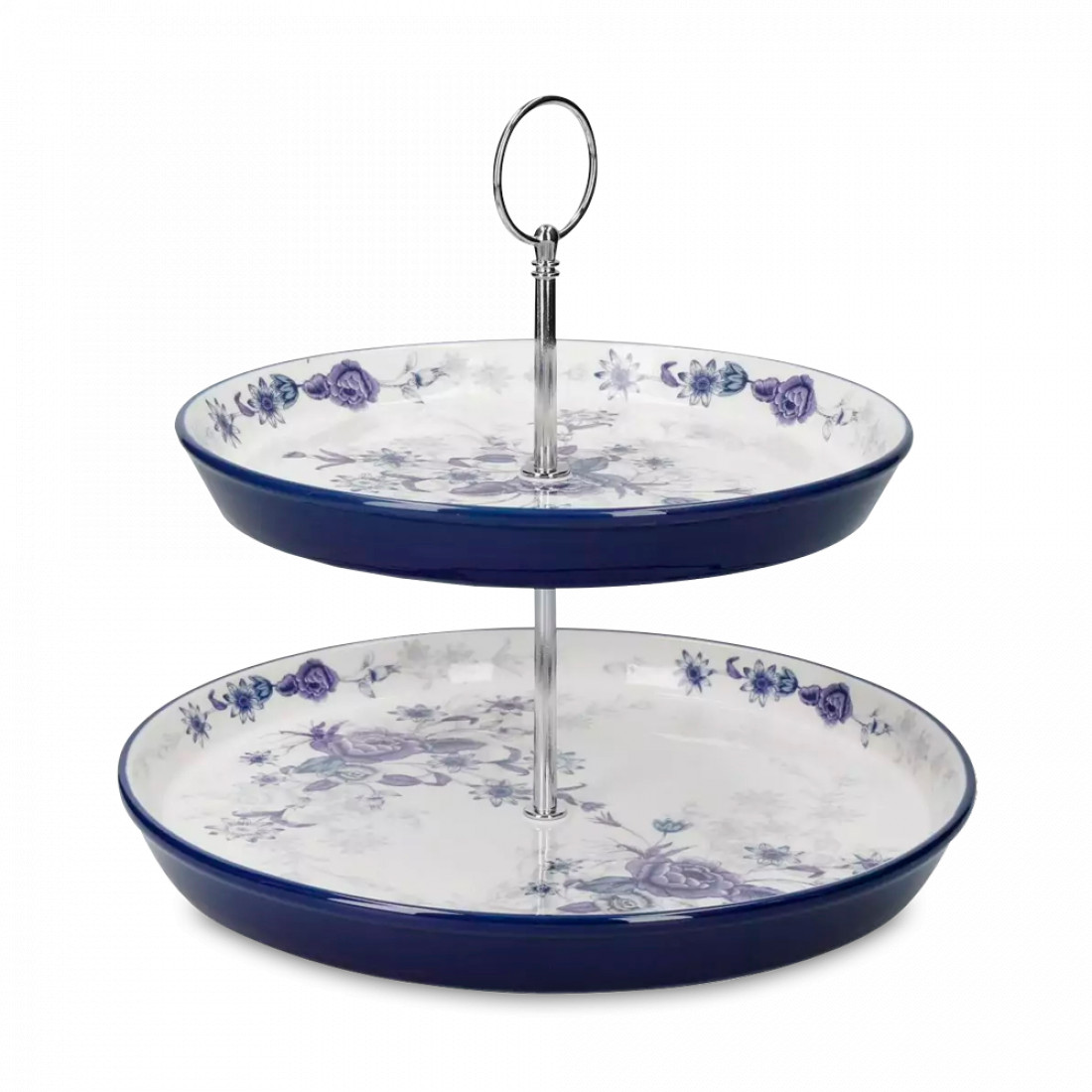 Этажерка двухъярусная, 22 и 26 см, фарфор, белый, синий, серия London Pottery, KITCHEN CRAFT, Великобритания