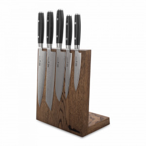 Набор из 5-ти кухонных ножей на подставке из дуба, серия RAN, YAXELL, Япония, YAXELL (Япония)