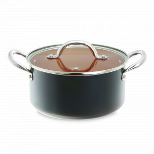 Кастрюля с крышкой, 3,9 л, диаметр 24 см, высота 14 см, алюминий с антипригарным покрытием, для индукционных плит, ручки нержавеющая сталь, серия Dr Copper Plus, KITCHENSTAR, Китай, KITCHEN STAR (Китай)