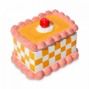 Шкатулка Rectangle Cake, 12 х 9 см, керамика, белый, оранжевый, серия Sweetie, DOIY, Испания, Предметы интерьера DOIY