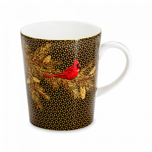 Кружка Кардинал Птицы, 330 мл, костяной фарфор, белый, золотой, серия Stechcol, ANNA LAFARG, Китай, ANNA LAFARG (Китай)