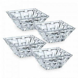 Набор из 4-х салатников, квадратные, 8,5 х 3,6 см, прозрачный, хрустальное стекло, серия Bossa Nova, NACHTMANN, Германия, Стеклянные салатники