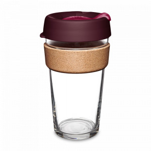 Кружка дорожная Kangaroo Raw L, объем: 454 мл, материал: закаленное стекло, пластик, пробка, цвет: бордовый, серия Brew Cork, KEEPCUP, Австралия, KEEPCUP (Австралия)