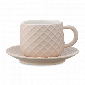 Пара чайная, 300 мл, керамика, кремовый, серия Marshmallow, LIBERTY JONES, Россия, Чайные пары 300 мл.