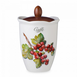 Емкость для кофе с крышкой, 20.5 см, керамика, декор, серия Frutti di Bosco, NUOVA CER, Италия, Банки для продуктов