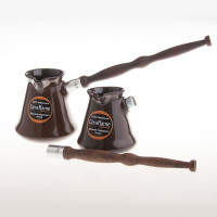 Керамическая турка, объем: 0,5 л, материал: керамика, дерево, нержавеющая сталь, размер: 21 х 32 х 11,5, цвет: шоколад, серия Ibriks, CERAFLAME, Бразилия_00780780070365406922.jpg