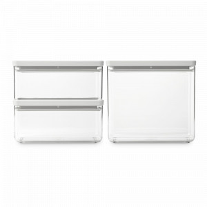 Набор из 3-х модульных контейнеров для продуктов, 2 х 1.5 л + 3.5 л, пластик, светло-серый, серия Tasty+, BRABANTIA, Бельгия, Контейнеры для продуктов BRABANTIA