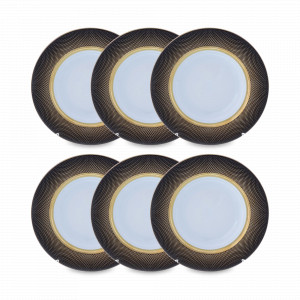 Набор из 6-ти суповых тарелок Black Gold, 23 см, фарфор, черный, золотой, серия Constanza Rio, FALKENPORZELLAN, Германия, Фарфоровые тарелки для супа