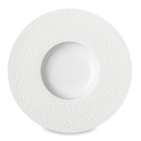 Тарелка для пасты с широким бортом PERLES DE ROSEE, 30 см, фарфор, белый, рельеф, серия Collection L, GUY DEGRENNE, Франция