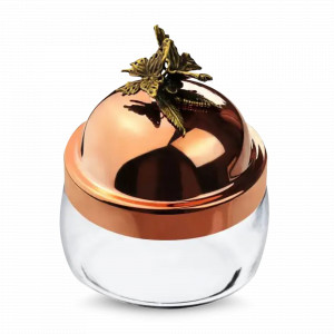 Банка для сыпучих продуктов «Бабочки», медь, стекло,  420 мл, серия Летний сад, Кольчугинский Мельхиор, Россия, Банки для хранения чая