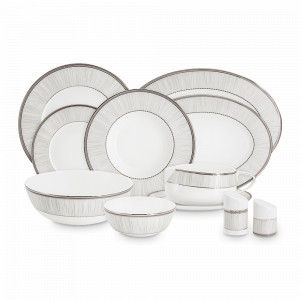 Сервиз обеденный на 6 персон Баккара, 27 предметов, костяной фарфор, белый, жемчужный, серия Emily, ANNA LAFARG, Китай, Китайский фарфор