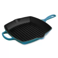 Чугунная сковорода-гриль с рифленым дном, 26 х 26 см, лазурь, LE CREUSET, Франция, 