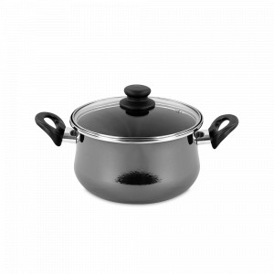 Кастрюля с крышкой, 22 см, сталь, стеклоэмаль, графитовый, серия Authentique Crystal, VITRINOR, Испания, Кастрюли