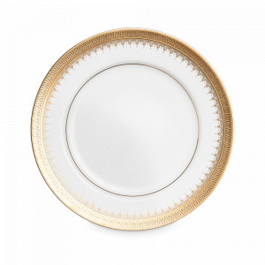 Тарелка закусочная, 21 см, костяной фарфор, белый, золотой, серия Монета, NARUMI, Япония, Тарелки закусочные фарфоровые