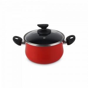 Кастрюля с крышкой , 16 см, сталь, стеклоэмаль, красный, серия Praga, VITRINOR, Испания, Посуда антипригарная