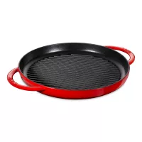Чугунная сковорода-гриль с толстым рифленым дном с двумя ручками, 26 см, вишневый, STAUB, Франция, 