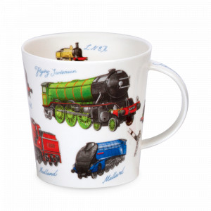 Кружка «Поезда», 480 мл, костяной фарфор, декор, серия Cairngorm, DUNOON, Великобритания, Белые кружки