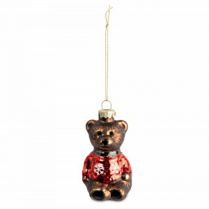 Украшение новогоднее - подвес Мишка в свитере, 10 см, стекло, коричневый, серия New Year, ANNA LAFARG, Китай, НОВИНКИ