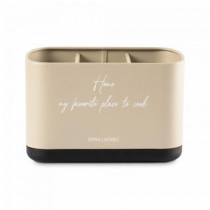 Подставка для кухонных принадлежностей, 3 отделения, 19 х 13 см, металл/дерево, бежевый, серия Retro, ANNA LAFARG, Китай, Кухонные принадлежности ANNA LAFARG