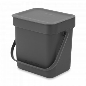 Ведро для мусора с крышкой, подвесное, 3 л, пластик, черный, серия SORT GO, BRABANTIA, Бельгия, Мусорные ведра SORT&GO BRABANTIA