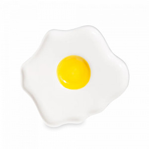 Поднос декоративный Egg, 14.5 х 14 см, керамика, белый, желтый, серия Fast Food, DOIY, Испания, Подносы