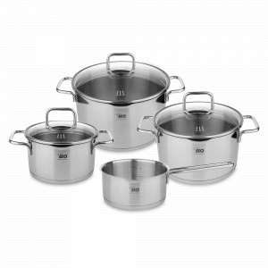 Набор посуды 7 предметов: 3 кастрюли, 1 ковш, 3 стеклянные крышки, серия Smart Steam, ELO, Германия, Скидка -20 % на посуду ELO