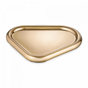 Подсвечник треугольный с титановым покрытием, 21 х 17 см, нержавеющая сталь, золотой, серия Edge, TKANO, Россия, Подсвечники и канделябры