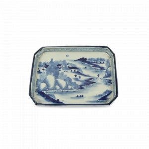 Поднос BLUE/WHITE, 28 х 20 см, фарфор, белый, синий, ROOMERS TABLEWARE, Нидерланды, Подносы