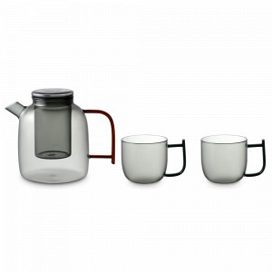 Набор из чайника и двух чашек, 1500 и 380 мл, стекло, серый, серия Misty, LIBERTY JONES, Китай, Кружки и чашки LIBERTY JONES
