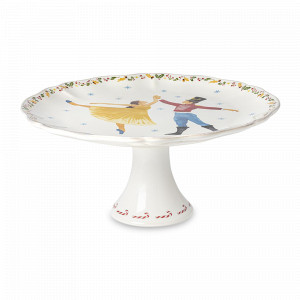 Блюдо на ножке White, 34 cм, керамика, белый, декор, серия The Nutcracker, COSTA NOVA, Португалия, Блюда для торта, десерта