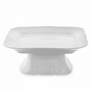 Блюдо квадратное на ножке, 26 х 10 см, фарфор, белый, серия Недекорированный, BERNADOTTE, Чехия, Скидка до -30% на фарфор BERNADOTTE