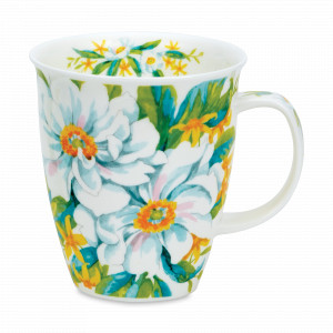 Кружка «Анемоны», 480 мл, костяной фарфор, белый, декор, серия Nevis, DUNOON, Великобритания, Большие кружки
