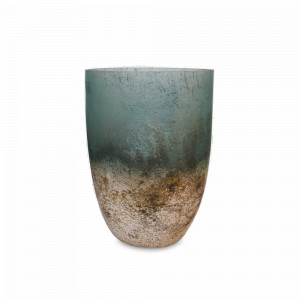 Подсвечник для интерьерной свечи SILVER/GREEN, 34 см, стекло, серебристый зеленый, ROOMERS FURNITURE, Нидерланды, Стеклянные подсвечники