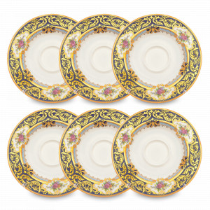 Набор из 6-ти блюдец Cobalt Gold, 15 см, фарфор, синий, золотой, серия PBC-Opal, FALKENPORZELLAN, Германия, Чайные пары из фарфора