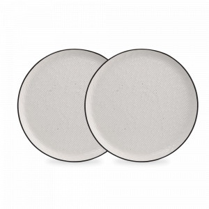 Набор десертных тарелок, 2 предмета, 21 см, фарфор, белый, черный, серия Contour, LIBERTY JONES, Россия, Наборы тарелок для кухни