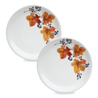 Набор из 2-х обеденных тарелок, 27 см, керамика, белый, декор, серия Autunno, NUOVA CER, Италия