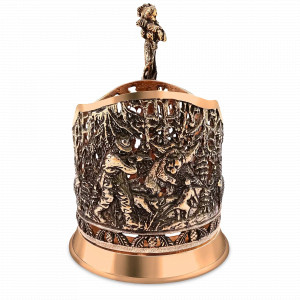 Подстаканник &quot;Медвежья охота&quot;, медь, серия Охотничий домик, Кольчугинский Мельхиор, Россия, Подстаканники